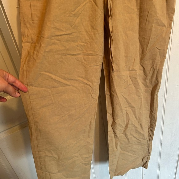 NEW Molly bracken medium tan linen like wide leg woven pant - Picture 2 of 6